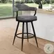 Amador Black Powder Coated And Vintage Gray Faux Leather 26" Counter Height Stool