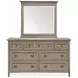 Paxton Place Dovetail Gray 7 Drawer Dresser with Rectangular Mirror