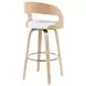 Shelly Oak and White Upholstered Swivel Bar Stool