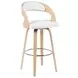 Shelly Oak and White Upholstered Swivel Bar Stool