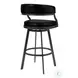 Dione Mineral And Vintage Black Faux Leather 26" Counter Height Stool