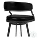 Dione Mineral And Vintage Black Faux Leather 26" Counter Height Stool