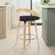 Sonia Oak and Black Upholstered Swivel Counter Height Stool