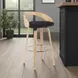 Sonia Oak and Black Upholstered Swivel Bar Stool
