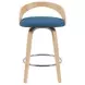 Sonia Oak and Blue Upholstered Swivel Counter Height Stool