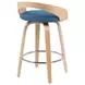 Sonia Oak and Blue Upholstered Swivel Counter Height Stool