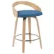 Sonia Oak and Blue Upholstered Swivel Counter Height Stool