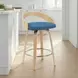 Sonia Oak and Blue Upholstered Swivel Counter Height Stool