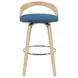 Sonia Oak and Blue Upholstered Swivel Bar Stool