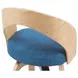 Sonia Oak and Blue Upholstered Swivel Bar Stool