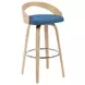 Sonia Oak and Blue Upholstered Swivel Bar Stool