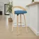Sonia Oak and Blue Upholstered Swivel Bar Stool