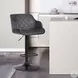 Toby Black Powder Coated With Grey Faux Leather Adjustable Bar Stool