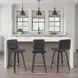 Vienna Brushed Black and Black Upholstered Swivel Counter Height Stool