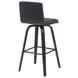 Vienna Brushed Black and Black Upholstered Swivel Bar Stool