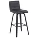 Vienna Brushed Black and Black Upholstered Swivel Bar Stool