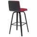 Vienna Brushed Black and Red Upholstered Swivel Bar Stool