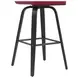 Vienna Brushed Black and Red Upholstered Swivel Bar Stool