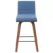 Vienna Walnut and Vintage Blue Upholstered Swivel Counter Height Stool