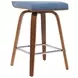Vienna Walnut and Vintage Blue Upholstered Swivel Counter Height Stool