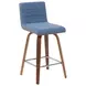 Vienna Walnut and Vintage Blue Upholstered Swivel Counter Height Stool