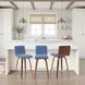 Vienna Walnut and Vintage Blue Upholstered Swivel Counter Height Stool