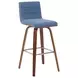 Vienna Walnut and Vintage Blue Upholstered Swivel Bar Stool