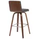 Vienna Walnut and Vintage Black Upholstered Swivel Bar Stool