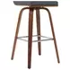 Vienna Walnut and Vintage Black Upholstered Swivel Bar Stool