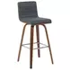 Vienna Walnut and Vintage Black Upholstered Swivel Bar Stool
