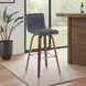 Vienna Walnut and Vintage Black Upholstered Swivel Bar Stool