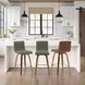 Vienna Walnut and Vintage Green Upholstered Swivel Counter Height Stool