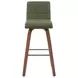 Vienna Walnut and Vintage Green Upholstered Swivel Bar Stool