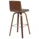 Vienna Walnut and Vintage Green Upholstered Swivel Bar Stool