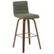 Vienna Walnut and Vintage Green Upholstered Swivel Bar Stool