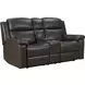 Leon Matteo Smokey Gray Leather Power Reclining Living Room Set with USB Charging