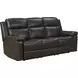 Leon Matteo Smokey Gray Leather Power Reclining Living Room Set with USB Charging