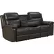 Leon Matteo Smokey Gray Leather Power Reclining Living Room Set with USB Charging