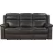 Leon Matteo Smokey Gray Leather Power Reclining Living Room Set with USB Charging