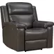 Leon Matteo Smokey Gray Leather Triple Power Recliner with USB Charging