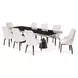 Carmela Glossy Charcoal Sand 113" Extendable Rectangular Dining Table