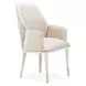 Lisbon Silken Matte Cream and Opal Dining Arm Chair