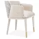 Lisbon Silken Matte Cream and Opal Dining Arm Chair