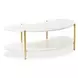 Sassani Pearl White and Gold Free Form Cocktail Table