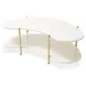 Sassani Pearl White and Gold Free Form Cocktail Table