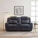 Littleton Blue Double 76" Reclining Console Loveseat