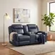 Littleton Blue Double 76" Reclining Console Loveseat