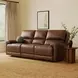 Highland Brown Coffee Leather 90" Zero Gravity Power Reclining Sofa with Power Headrest and USB Charging