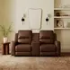 Alessia Brown Havana Leather 71" Zero Gravity Triple Power Reclining Loveseat with Console and USB Charging