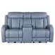 Quinn Blue Gray Leather Zero Gravity Triple Power Reclining Living Room Set